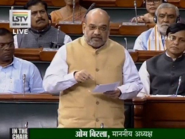 Union Home Minister Amit Shah speaking in the Lok Sabha on Monday. (Photo credit: Lok Sabha TV)