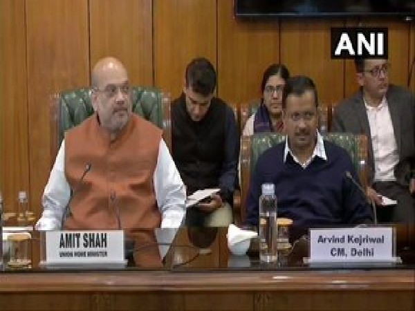 Union Home Minister Amit Shah and Delhi Chief Minister Arvind Kejriwal in a meeting on Tuesday.