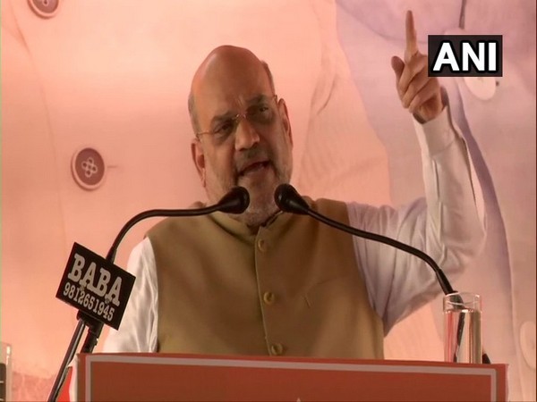 BJP president Amit Shah addressing a rally at Loharu in Haryana on Wednesday. (Photo/ANI)