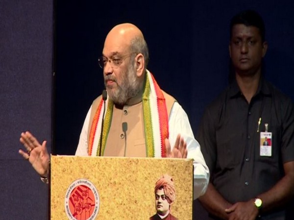 Home Minister Amit Shah speaking at an event in New Delhi on Sunday. Photo/ANI