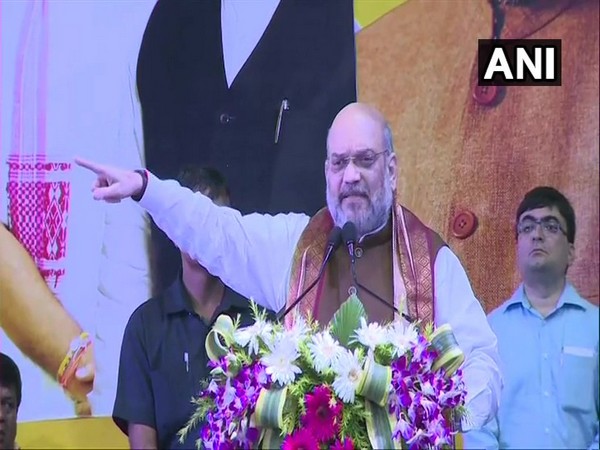 BJP president Amit Shah speaking at a gathering in Kolkata on Tuesday. Photo/ANI