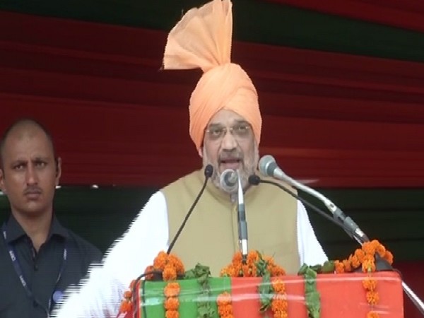 Union Home Minister Amit Shah addressing a rally in Jind. 