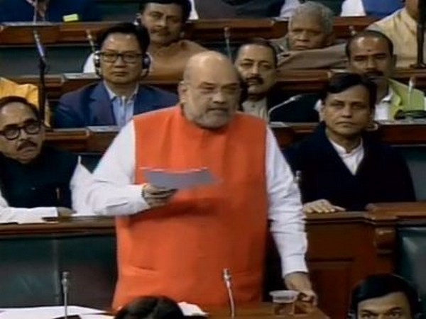 Home Minister Amit Shah speaking in Lok Sabha on Monday. Photo/LSTV