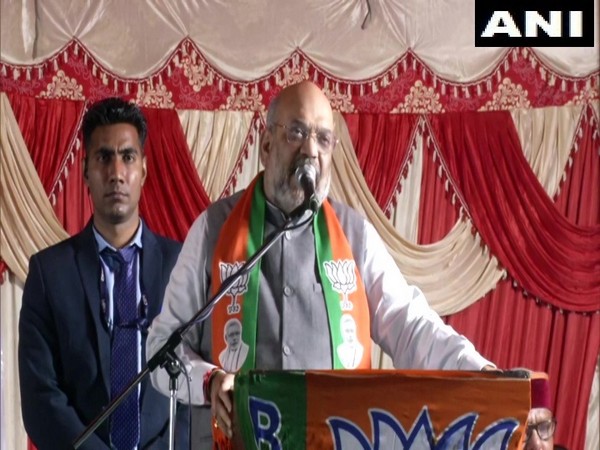 Union Home Minister Amit Shah addressing an election rally in New Delhi on Sunday.