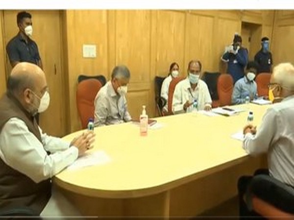 Union Home Minister Amit Shah on Monday afternoon visited Lok Nayak Jaiprakash Hospital (LNJP) Hospital in New Delhi.