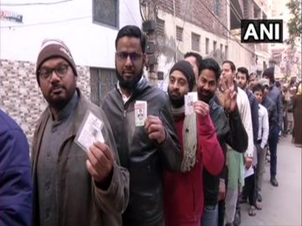 Visuals from outside a polling booth in Delhi's Shaheen Bagh