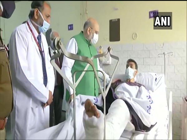 Union Home Minister Amit Shah meets injured police personnel at Sushruta Trauma Centre, Civil Lines