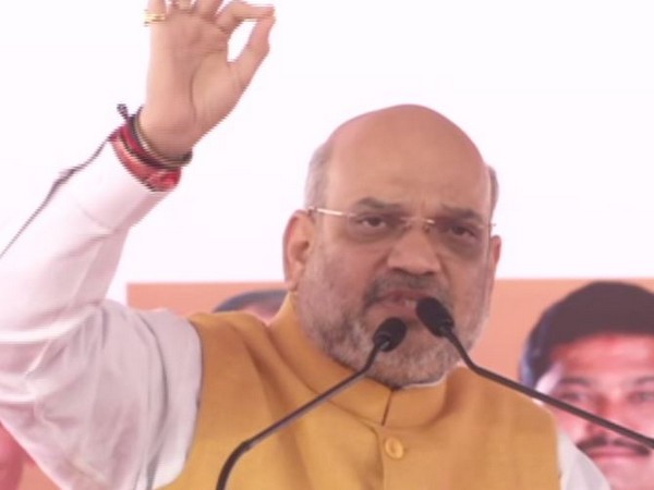 Home Minister and BJP president Amit Shah addressing an election rally at Kolhapur on Sunday. Photo/ANI