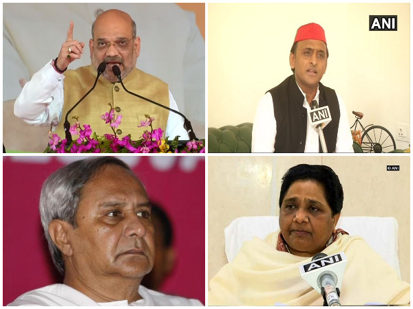 BJP chief Amit Shah, SP chief Akhilesh Yadav, BSP chief Mayawati and BJD chief Naveen Patnaik (Clockwise from top left)