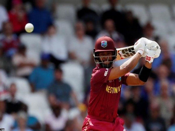 West Indies batsman Shai Hope while playing a shot