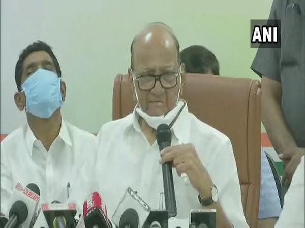 NCP chief Sharad Pawar speaking to media on Tuesday. 