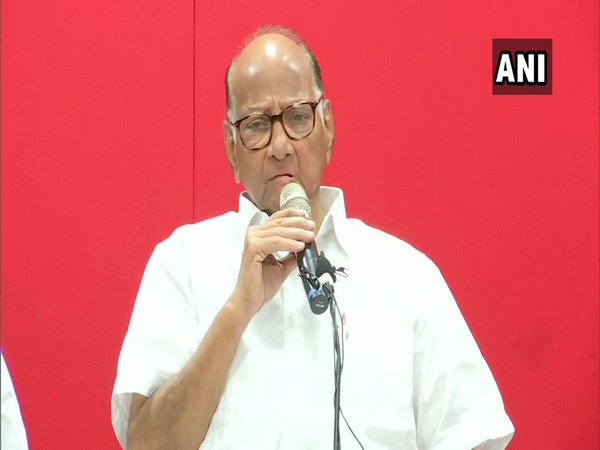 NCP chief Sharad Pawar speaking at a press conference in Mumbai on Saturday. Photo/ANI
