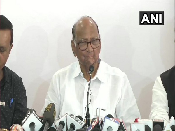 NCP chief Sharad Pawar speaking to reporters in Nagpur, Maharashtra on Friday.