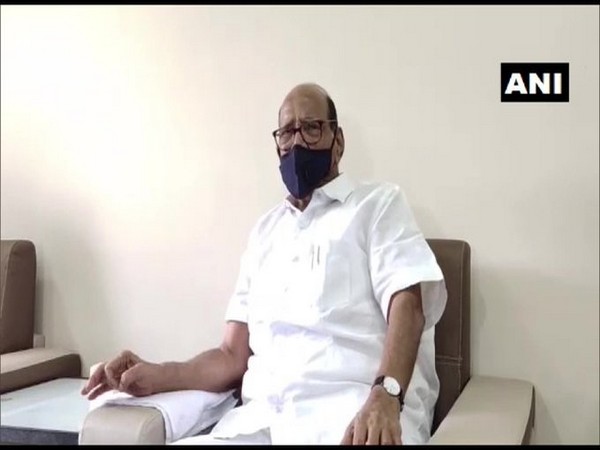 NCP president Sharad Pawar speaking to media in  Satara on Saturday. (Photo/ANI)