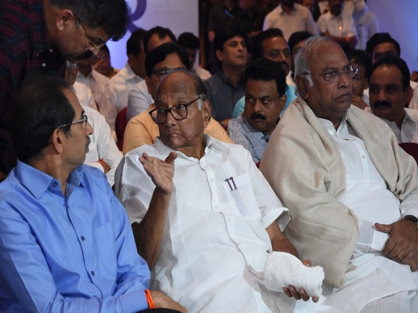 Shiv Sena chief Uddhav Thackeray and NCP president Sharad Pawar at a meeting in Mumbai on Monday. Photo/ANI