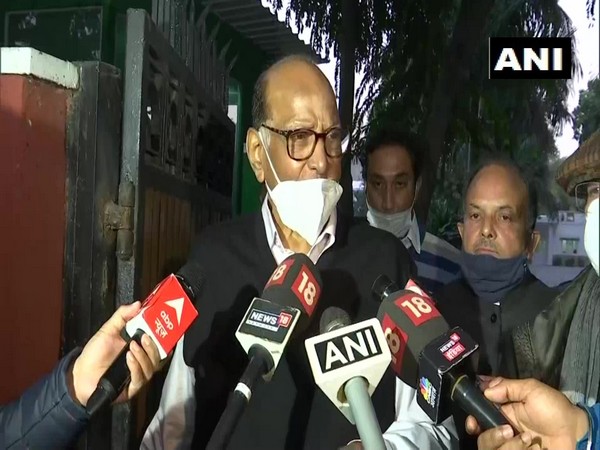 NCP chief Sharad Pawar speaking to media in New Delhi on Monday. (Photo/ANI)