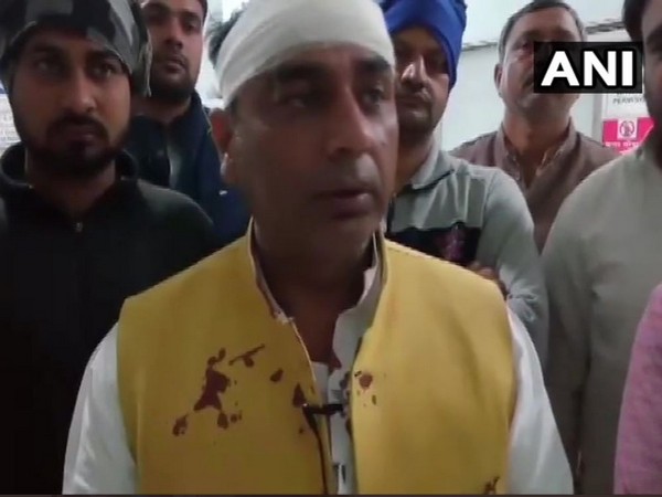 BSP candidate from Badarpur, Narayan Dutt Sharma speaking to reporters on Thursday. 