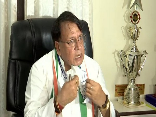 Congress leader PC Sharma speaking to reporters in Bhopal on Thursday. Photo/ANI