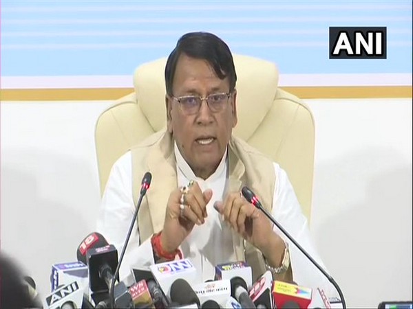 Madhya Pradesh Cabinet Minister PC Sharma addressing a press conference in Bhopal on Sunday. Photo/ANI