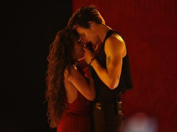 Camila Cabello and Shawn Mendes while performing Senorita at 2019 American Music Awards