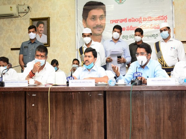 Tourism Minister Muttamsetti Srinivasa Rao, others at the presser (Photo/ANI)
