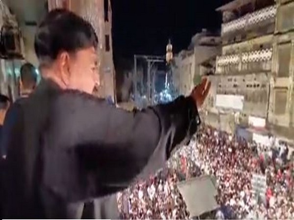 PTI leader Sheikh Rashid Ahmed during the rally at Lal Haveli in Pakistan's Punjab province