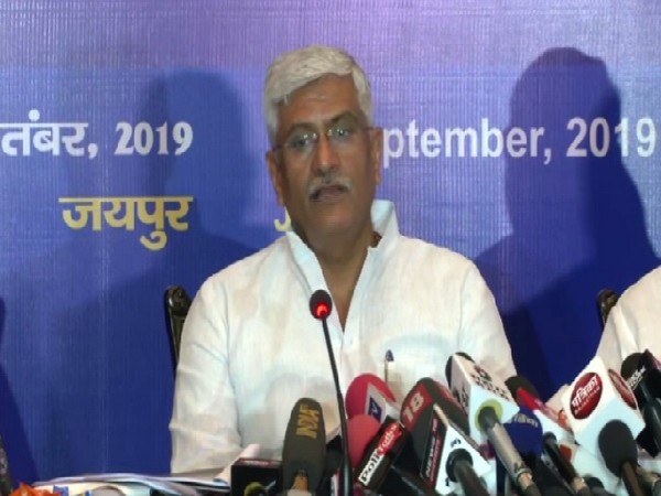 Union Minister Gajendra Singh Shekhawat speaking at a press conference in Jaipur, Rajasthan on Monday.