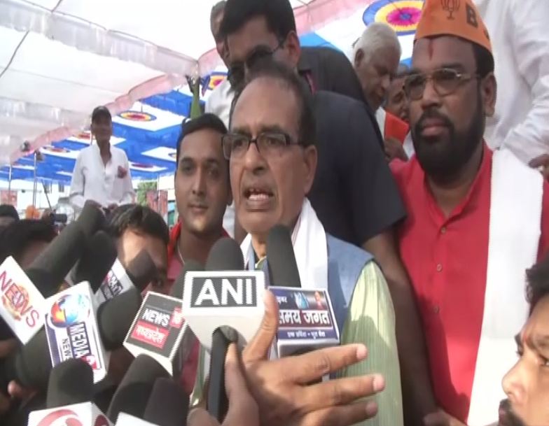 BJP leader Shivraj Singh Chouhan talking to media in Chhindwara on Wednesday. Photo/ANI