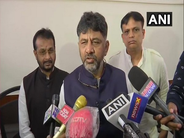 Karnataka Congress president DK Shivakumar while talking to media in Bengaluru on Monday. (Photo/ANI)