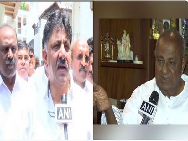 Congress leader DK Shivakumar / JD(S) chief HD Deve Gowda (File photo)