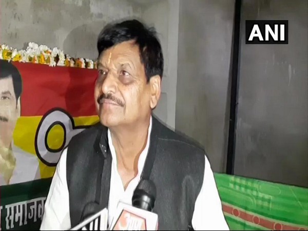 Shivpal Yadav speaking to the media on Saturday in Firozabad