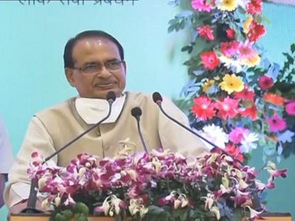 Madhya Pradesh Chief Minister Shivraj Singh Chouhan speaking at a public event on Tuesday. 