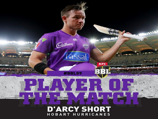 Hobart Hurricanes' D'Arcy Short (Image: BBL's Twitter)