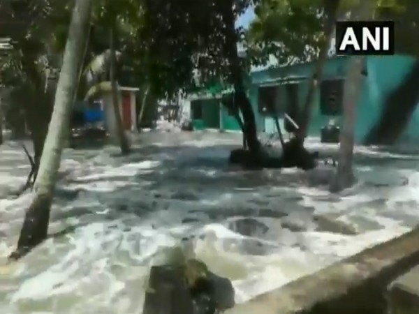 Flood waters entered residential areas of Kerala's Chellanam village on Sunday.