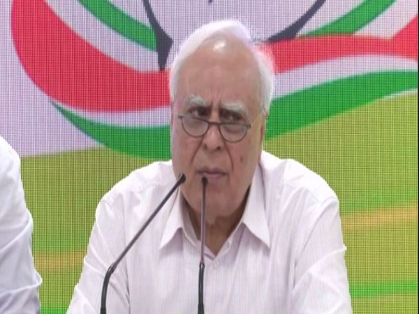 Congress leader Kapil Sibal speaking at a press conference in New Delhi on Sunday. Photo/ANI