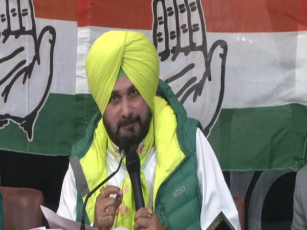 Congress leader Navjot Singh Sidhu addressing a press conference in Chandigarh on Friday.