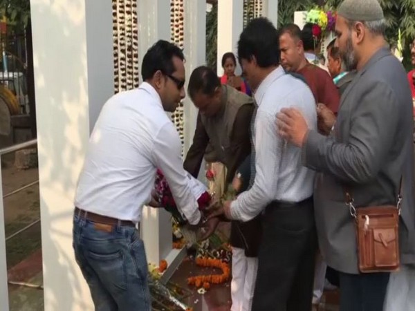 People in Siliguri pays tributes to language movement brave-hearts on Friday [Photo/ANI]