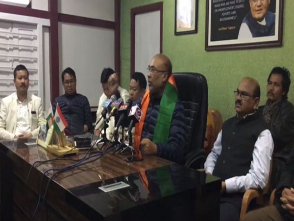 Chief Minister N Biren Singh speaking to reporters in Imphal on Monday. Photo/ANI
