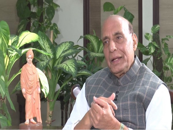 Defence Minister Rajnath Singh during an exclusive interview to ANI. (Photo/ANI)
