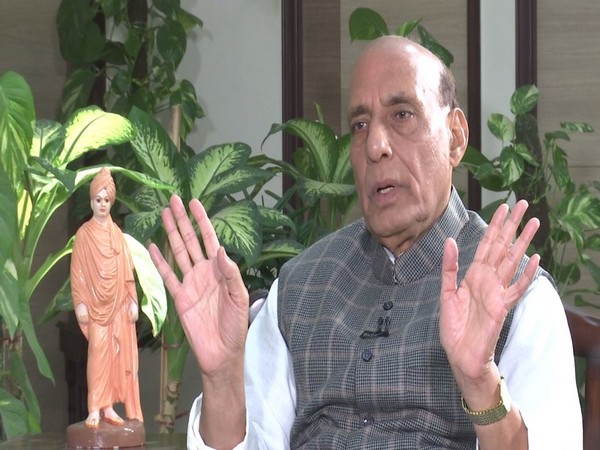 Defence Minister Rajnath Singh during an exclusive interview to ANI. (Photo/ANI)
