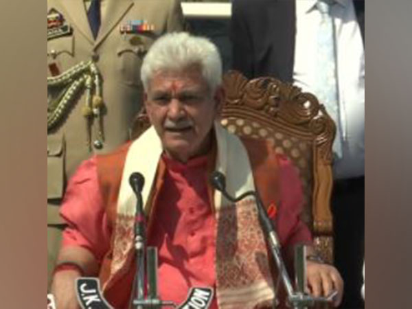 Visuals of Lieutenant Governor Manoj Sinha at Gulf Investment Summit (Photo/ANI)