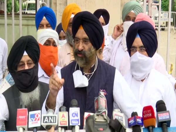 Manjinder Singh Sirsa speaking to reporters in Kolkata after meeting Governor Jagdeep Dhankar on Sunday. (Photo/ANI)