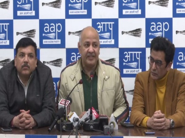 Delhi Deputy Chief Minister Manish Sisodia addressing a press conference on Sunday. Photo/ANI