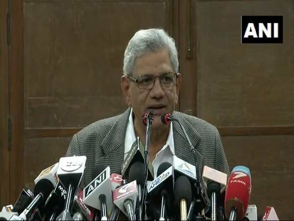 CPI-M General Secretary Sitaram Yechury talking to media persons in New Delhi on Monday. Photo/ANI