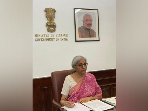 Nirmala Sitharaman holding virtual interaction with the co-chairs of G20 HLIP on Financing the Global Commons for Pandemic Preparedness and Response, in Delhi on Monday.