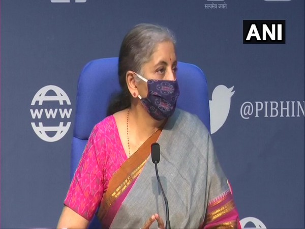 Finance Minister Nirmala Sitharaman during a press conference in New Delhi on Monday. (Photo/ANI)