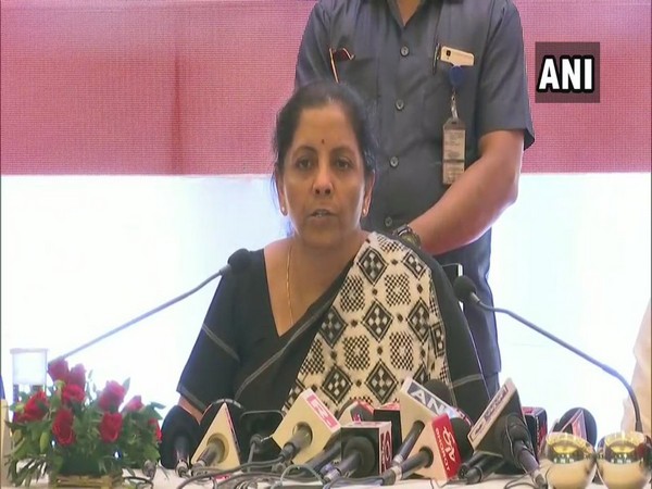 Finance Minister Nirmala Sitharaman speaking to reporters in Guwahati, Assam on Thursday. 