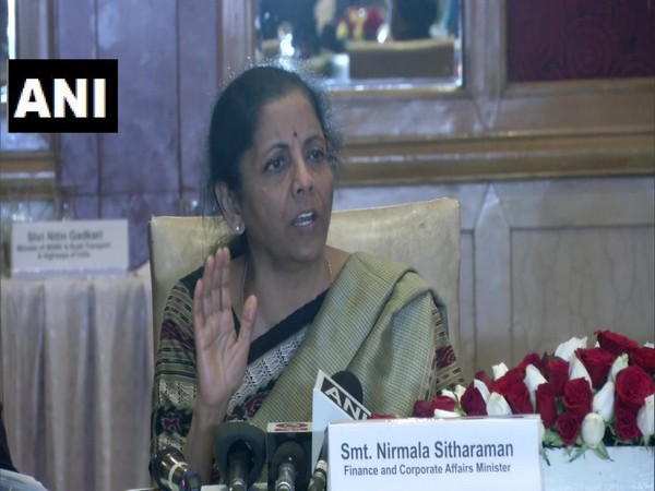 Finance Minister Nirmala Sitharaman addressing a press conference on Wednesday. Photo/ANI