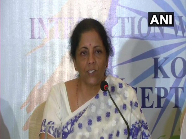 Finance Minister Nirmala Sitharaman speaking at an event in Kolkata, West Bengal on Friday.