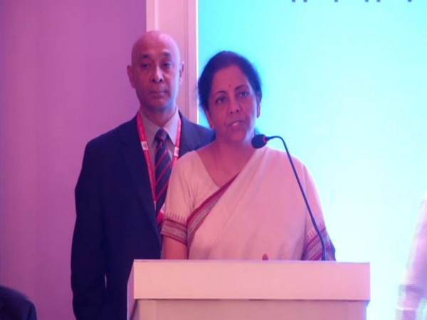 Union Finance Minister Nirmala Sitharaman addresses a pubolic event in Kolkata [Photo/ANI]